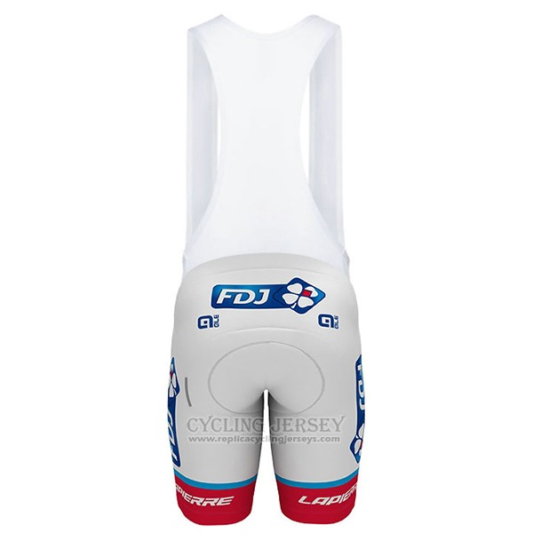2017 Cycling Jersey FDJ White Short Sleeve and Bib Short